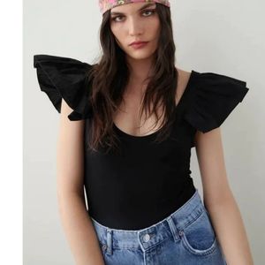 NWT Zara Black tonal Ruffle bodysuit FIRM PRICE